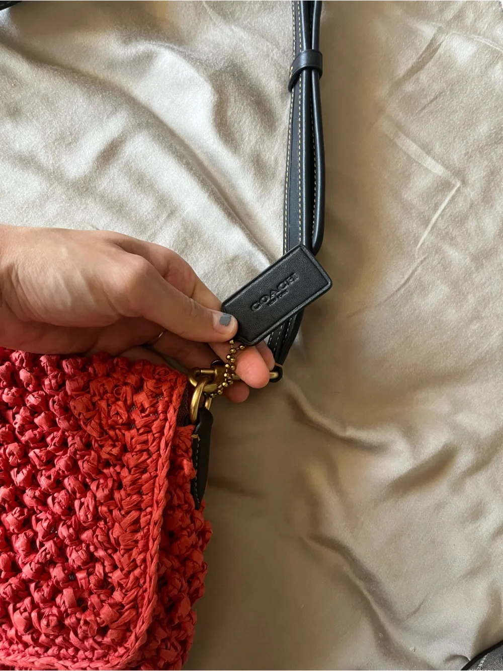 Coach crochet raffia bag
